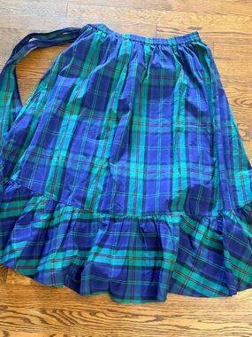 J. Crew Blue and Green Plaid Tiered Skirt